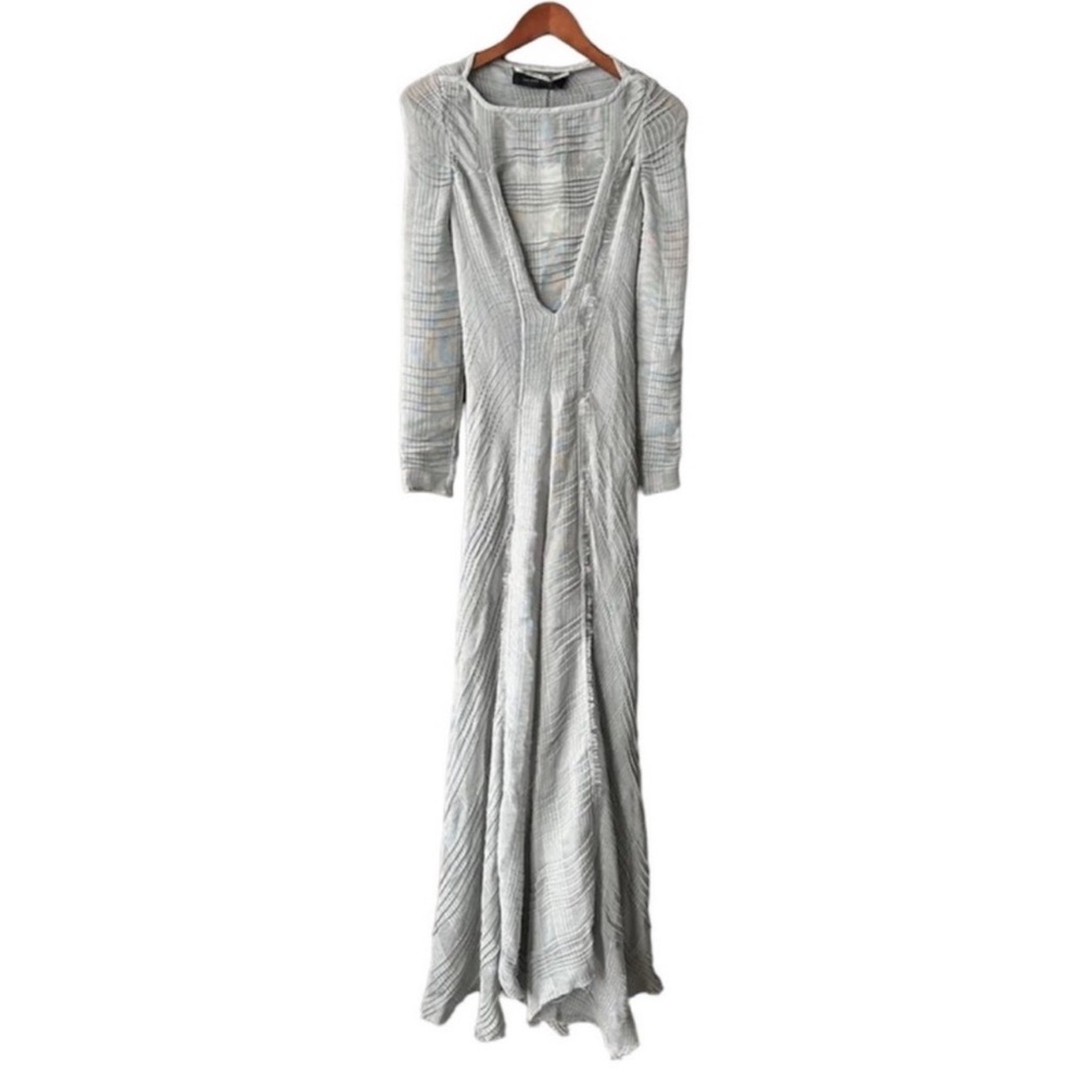 Roland Mouret Roka layerd frayed checked gauze maxi dress size 2